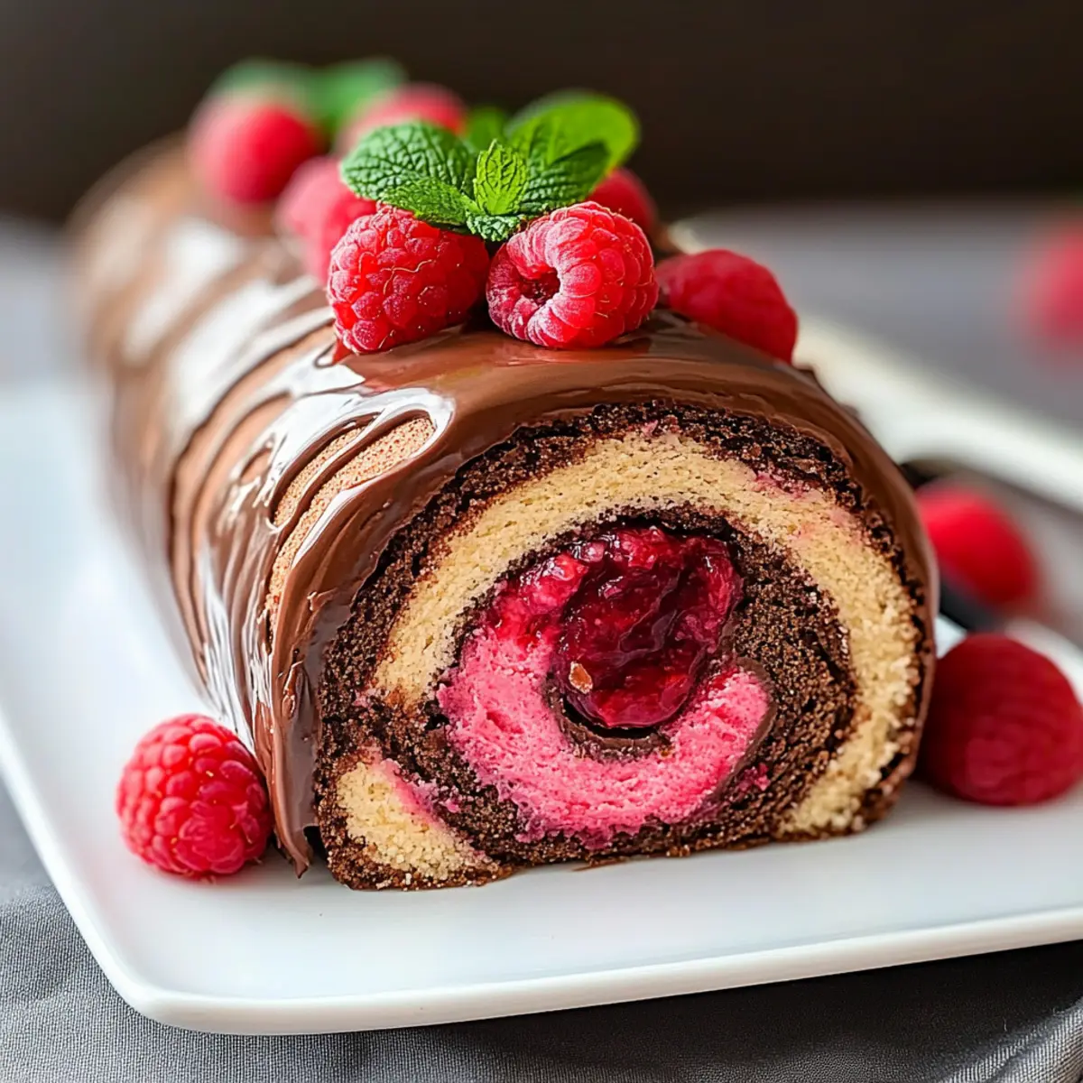 Raspberry Chocolate Cake Roll