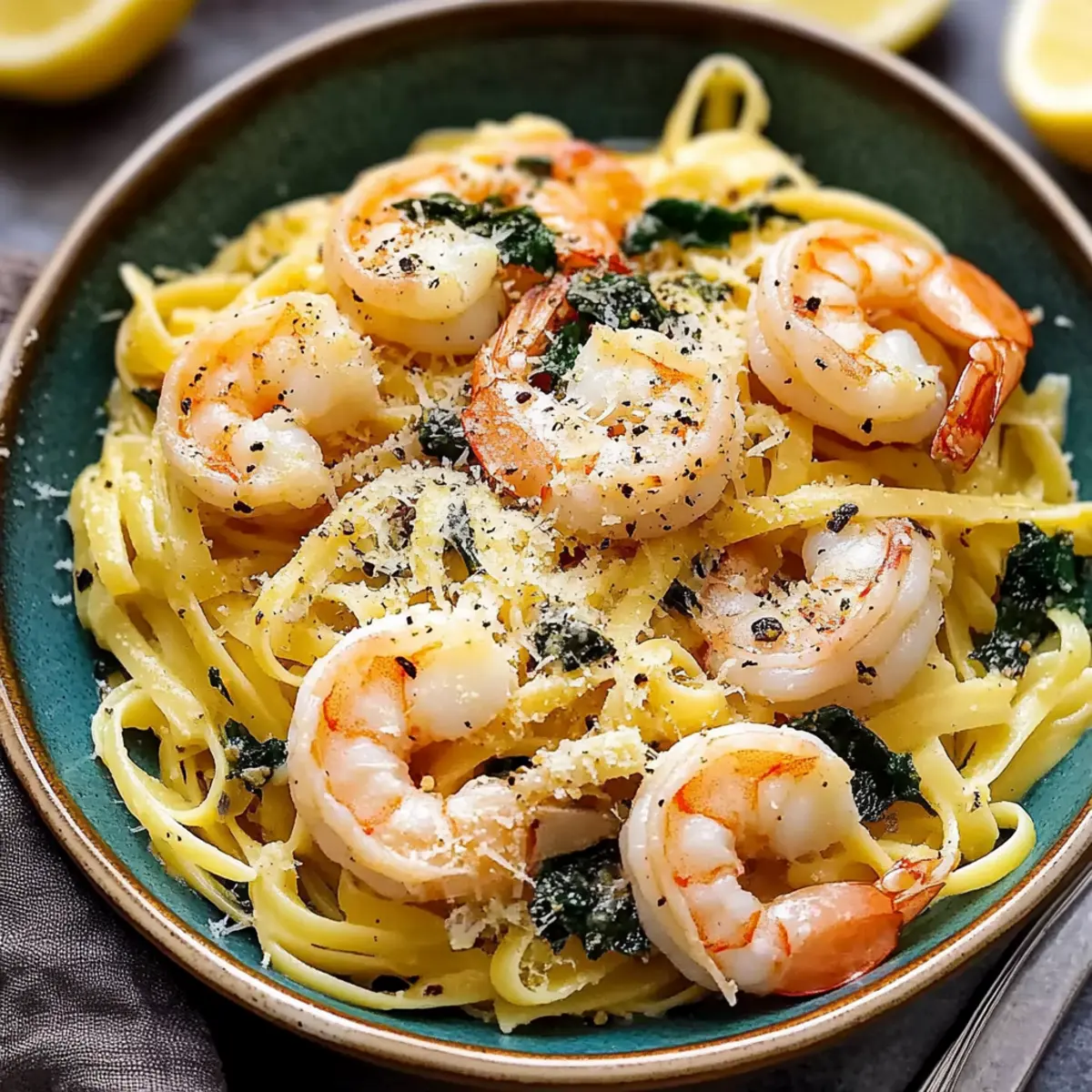 Lemon Garlic Parmesan Shrimp Pasta