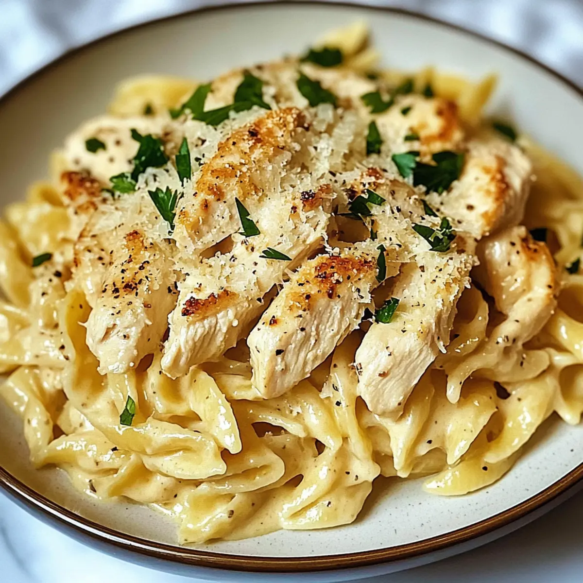 Crockpot Garlic Parmesan Chicken Pasta