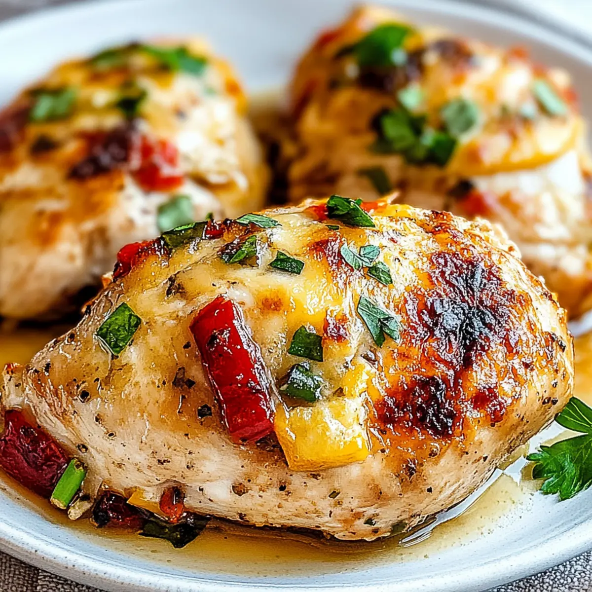 Roasted Peppers and Asiago Stuffed Chicken Breasts