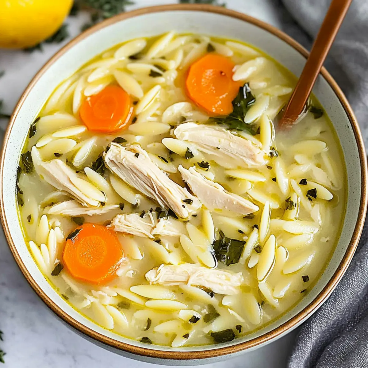 Lemon Chicken Orzo Soup