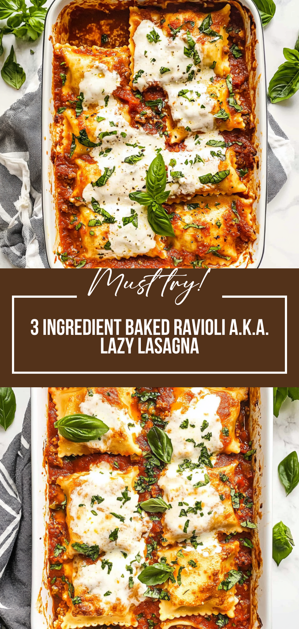 3 Ingredient Baked Ravioli (A.K.A. Lazy Lasagna)