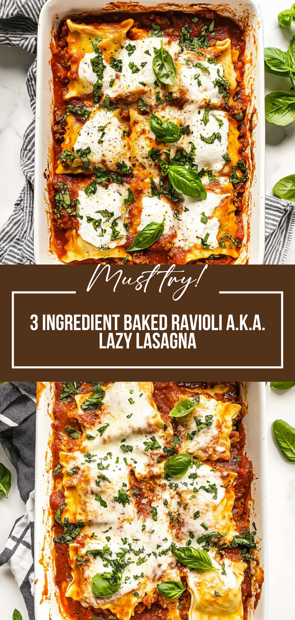 3 Ingredient Baked Ravioli (A.K.A. Lazy Lasagna)