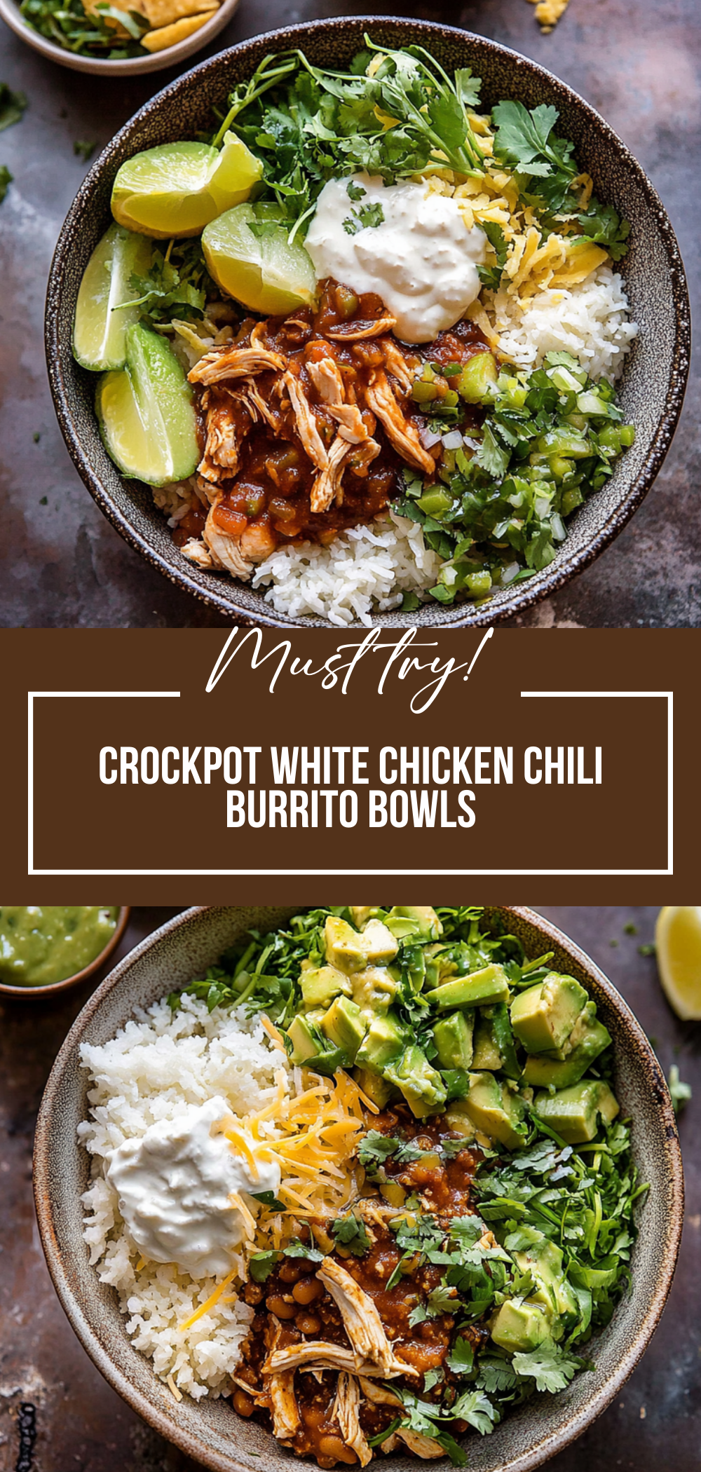 Crockpot White Chicken Chili Burrito Bowls