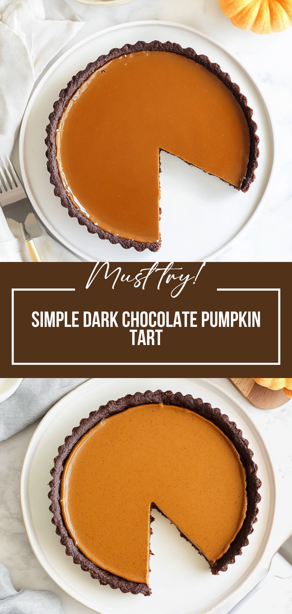 Simple Dark Chocolate Pumpkin Tart