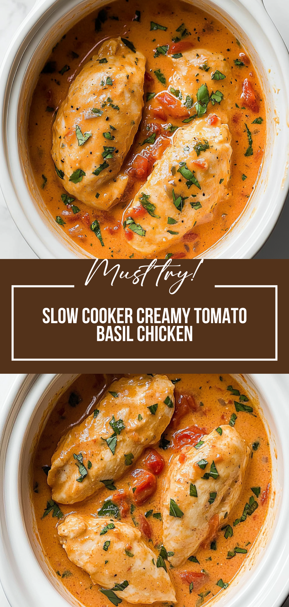 Slow Cooker Creamy Tomato Basil Chicken