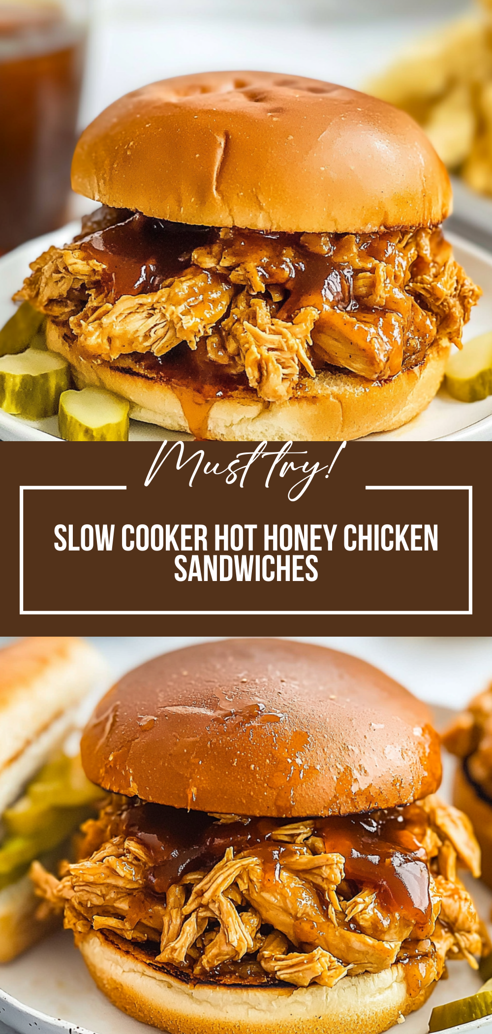 Slow Cooker Hot Honey Chicken Sandwiches