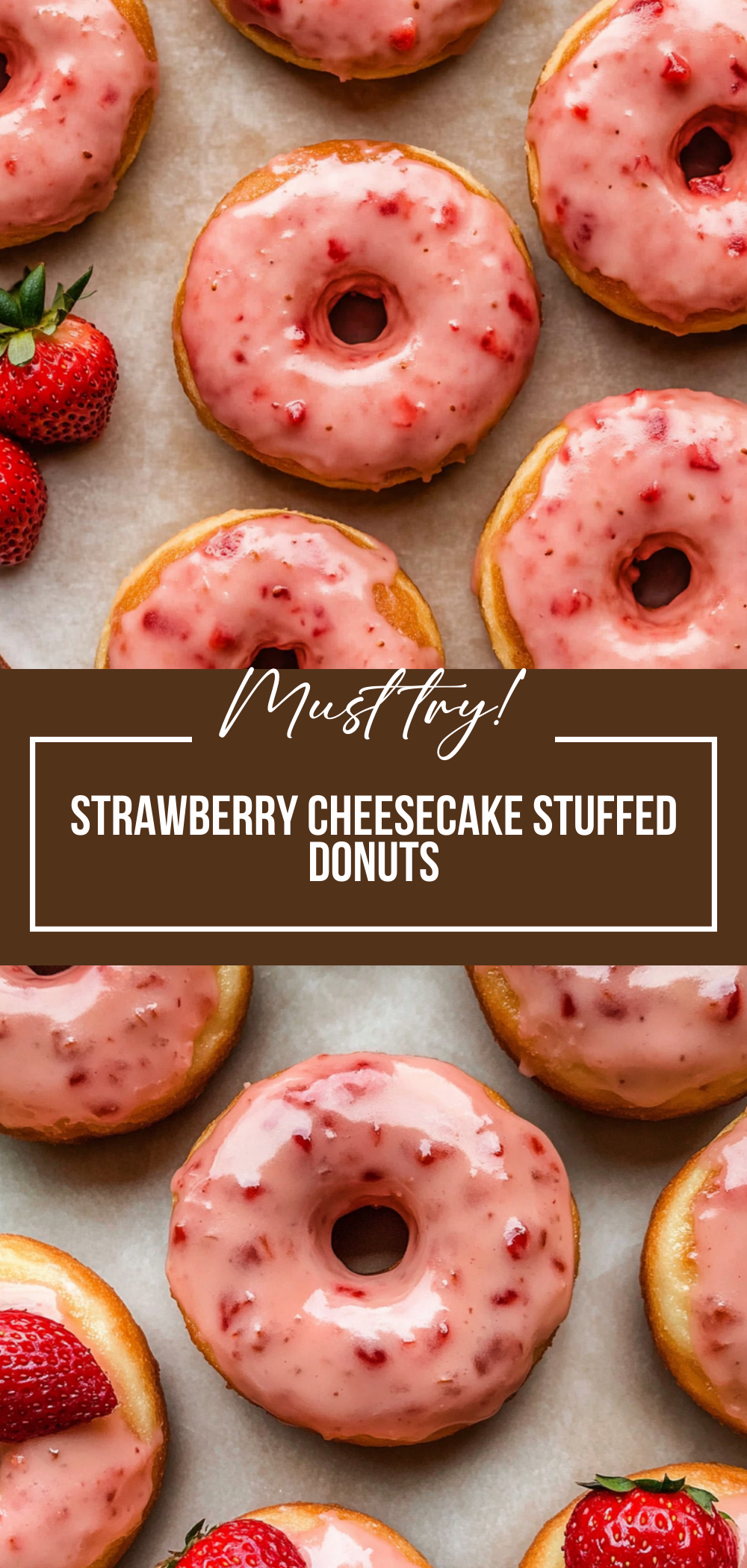 Strawberry Cheesecake Stuffed Donuts