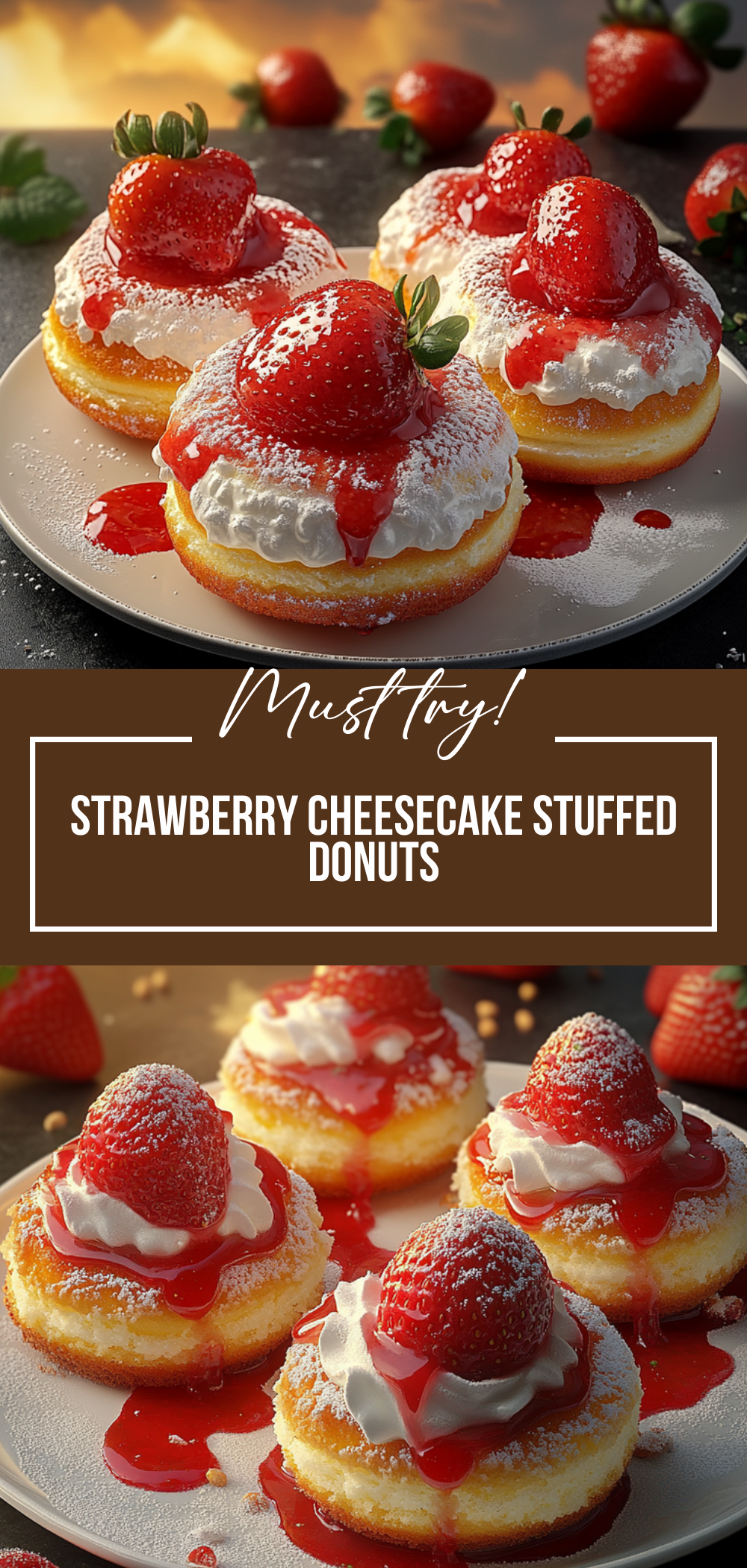 Strawberry Cheesecake Stuffed Donuts