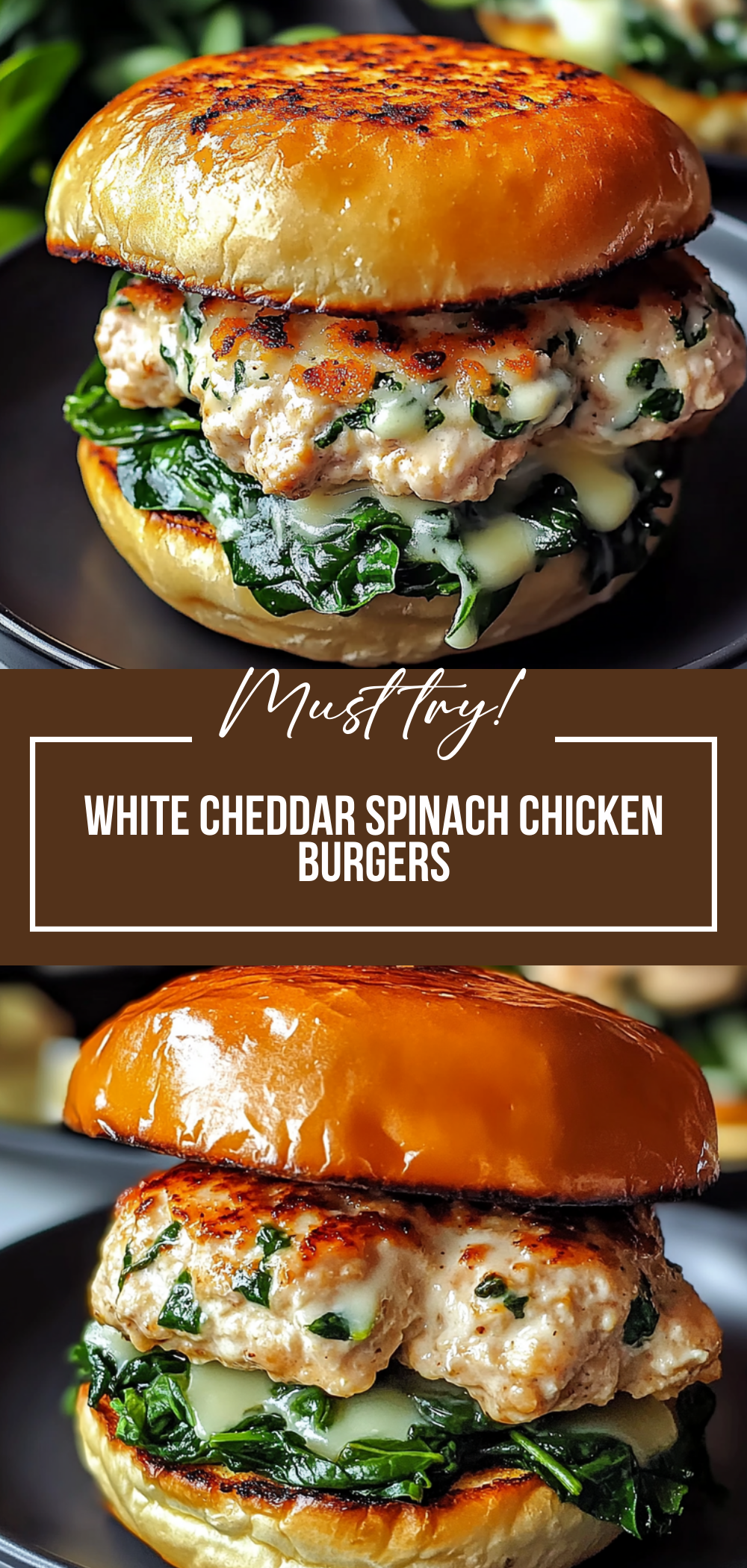 White Cheddar Spinach Chicken Burgers