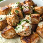 Air Fryer Salmon Bites with Garlic Cream Sauce