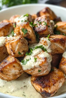 Air Fryer Salmon Bites with Garlic Cream Sauce