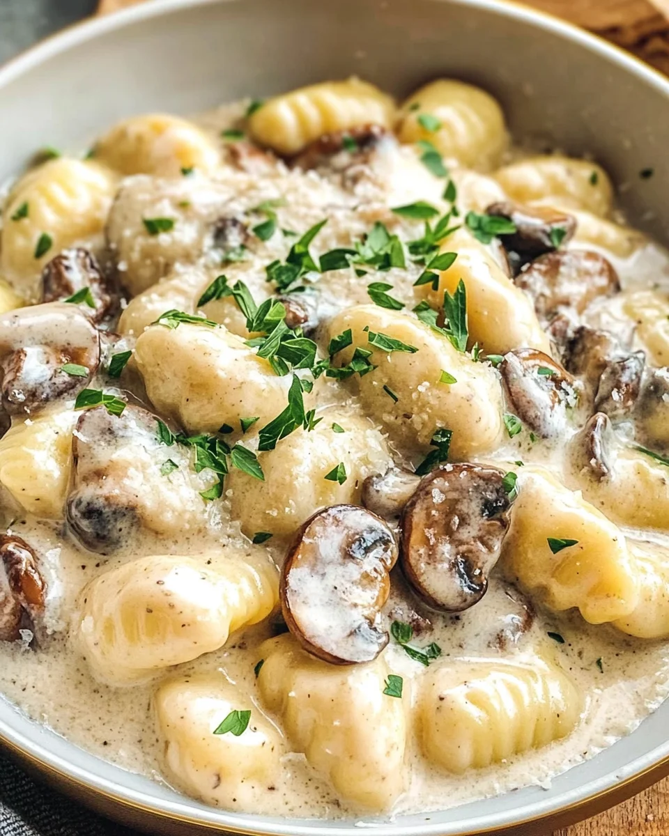 Amazing Mushroom Gnocchi with Parmesan Cream Sauce