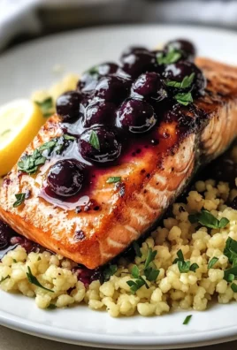 Blueberry Glazed Salmon with Lemon Herb Couscous