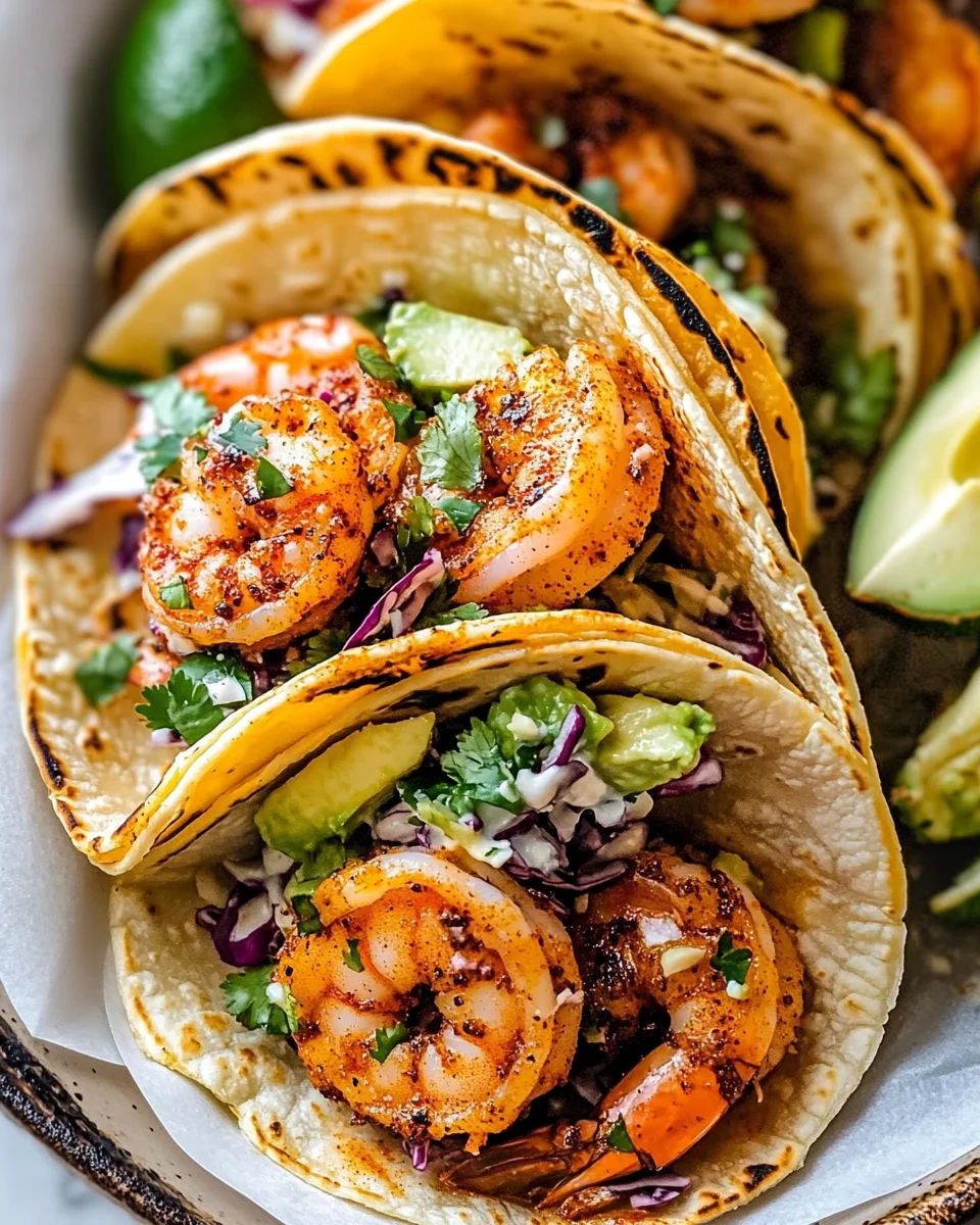 Cilantro Lime Shrimp Tacos with Creamy Slaw