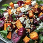 Creamy Roasted Beet Salad with Sweet Potato & Feta