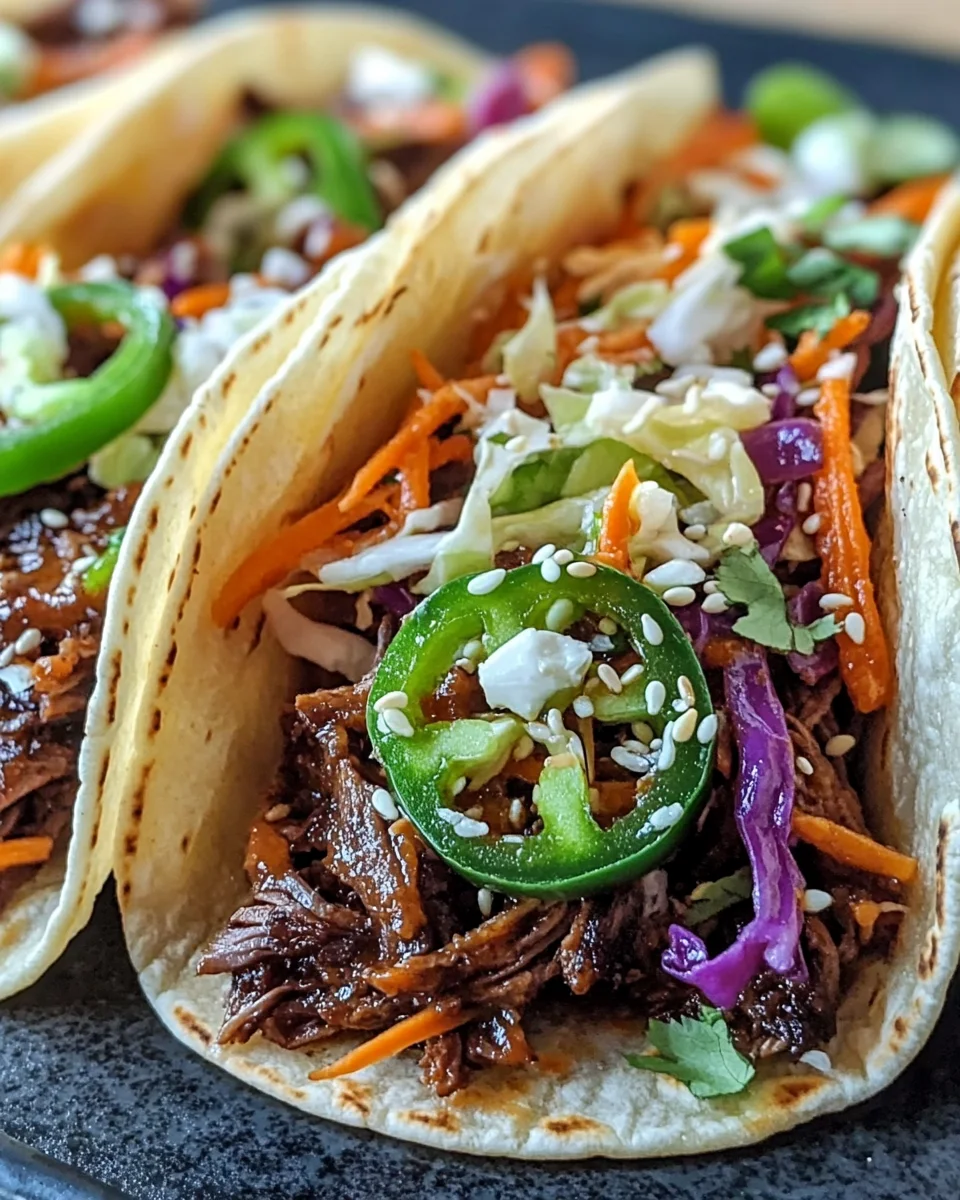 Flavorful Korean Beef Tacos with Gochujang Slaw in Crockpot