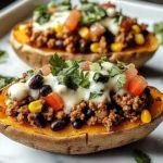 Ground Turkey Stuffed Sweet Potatoes