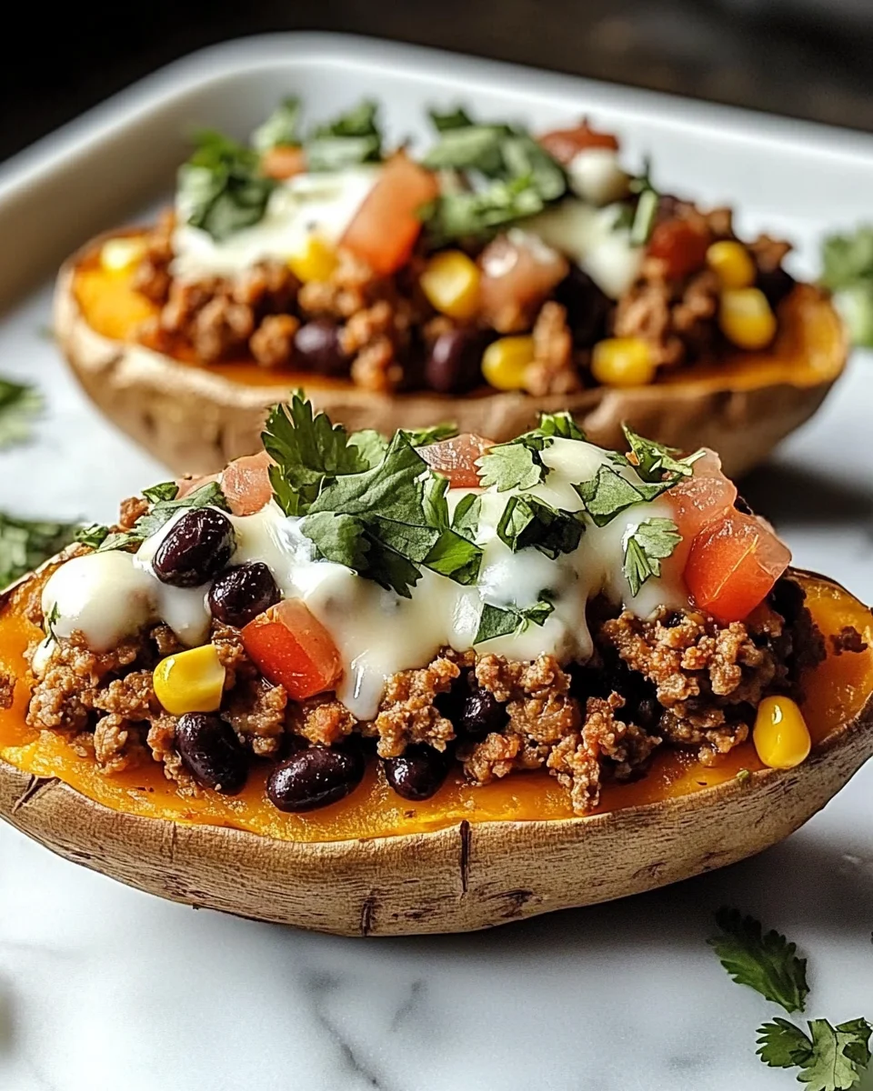 Ground Turkey Stuffed Sweet Potatoes