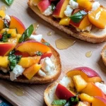 Peach Bruschetta with Goat Cheese and Honey