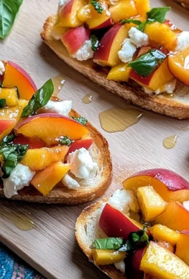 Peach Bruschetta with Goat Cheese and Honey