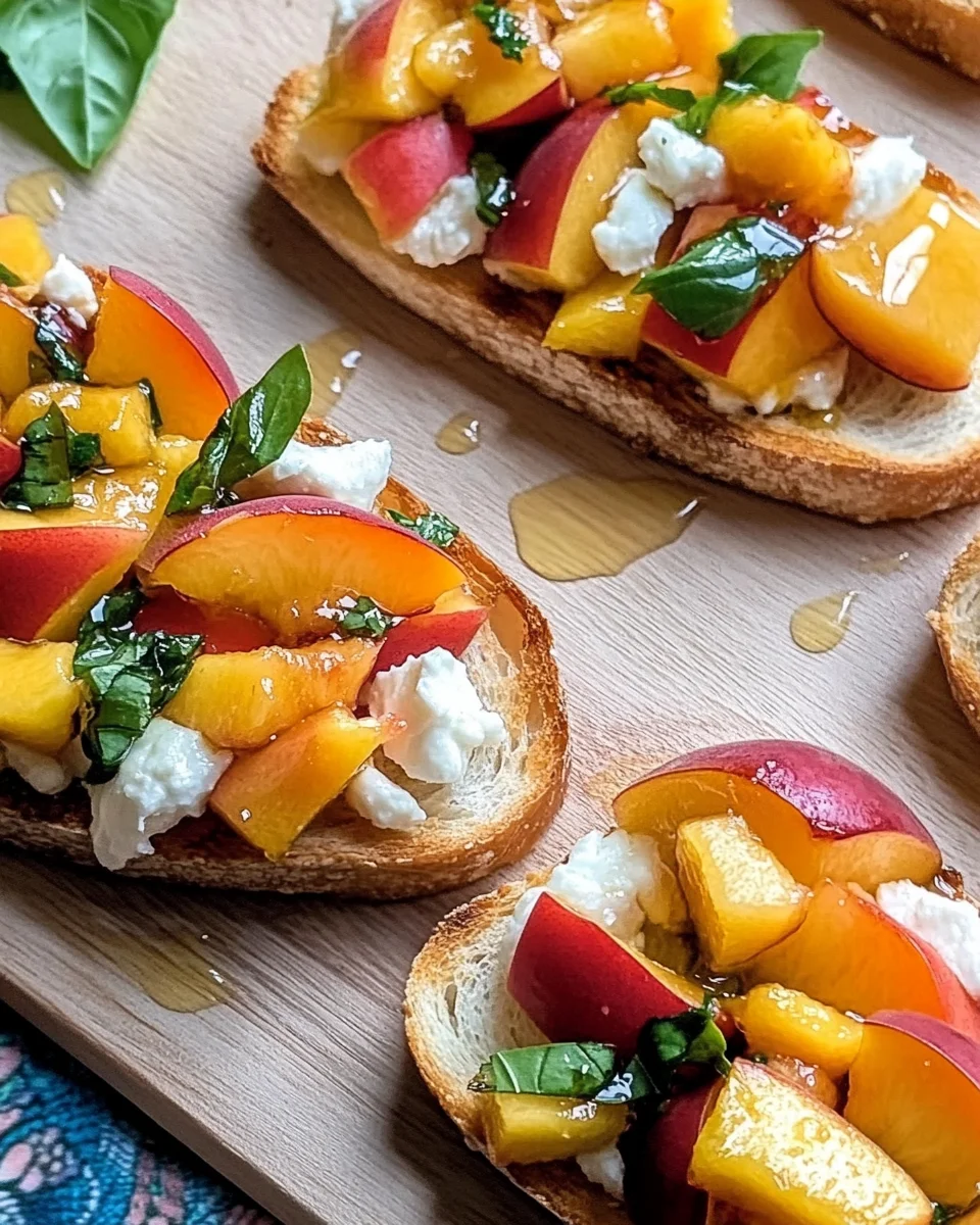 Peach Bruschetta with Goat Cheese and Honey