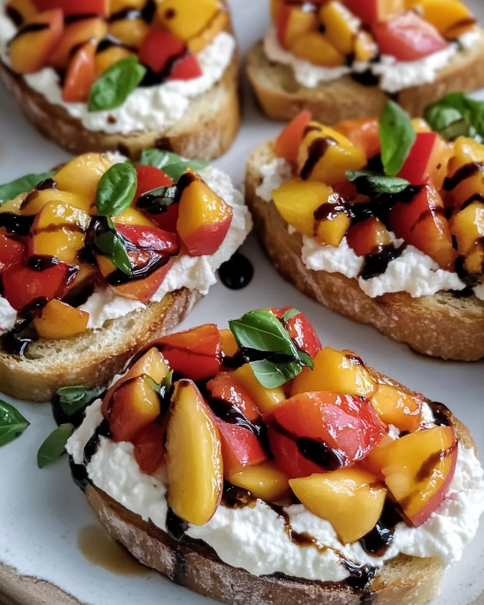 Quick Peach Bruschetta with Whipped Ricotta
