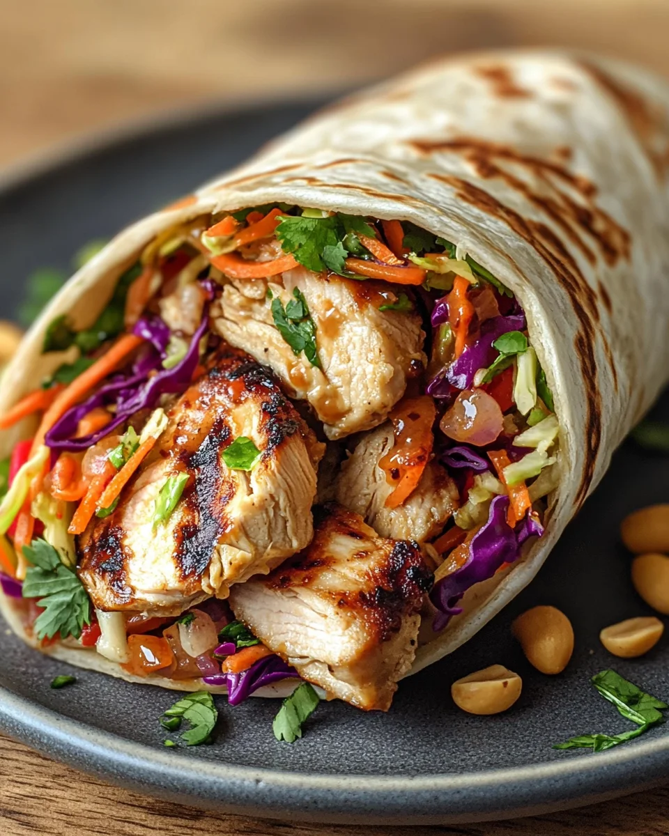 Thai Chicken Wrap with Crunchy Asian Slaw