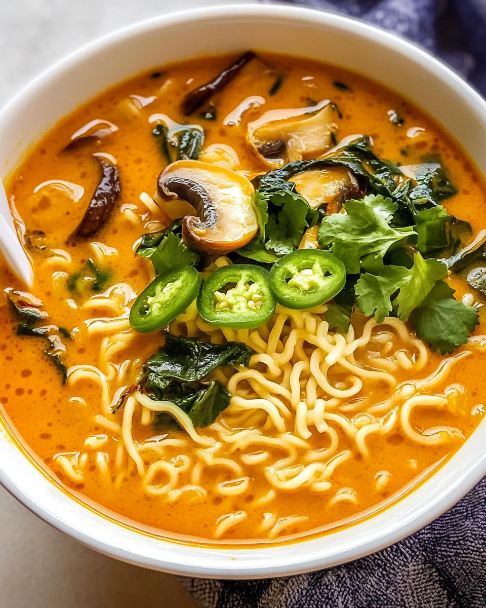 Thai Red Curry Ramen with Coconut Milk and Cilantro