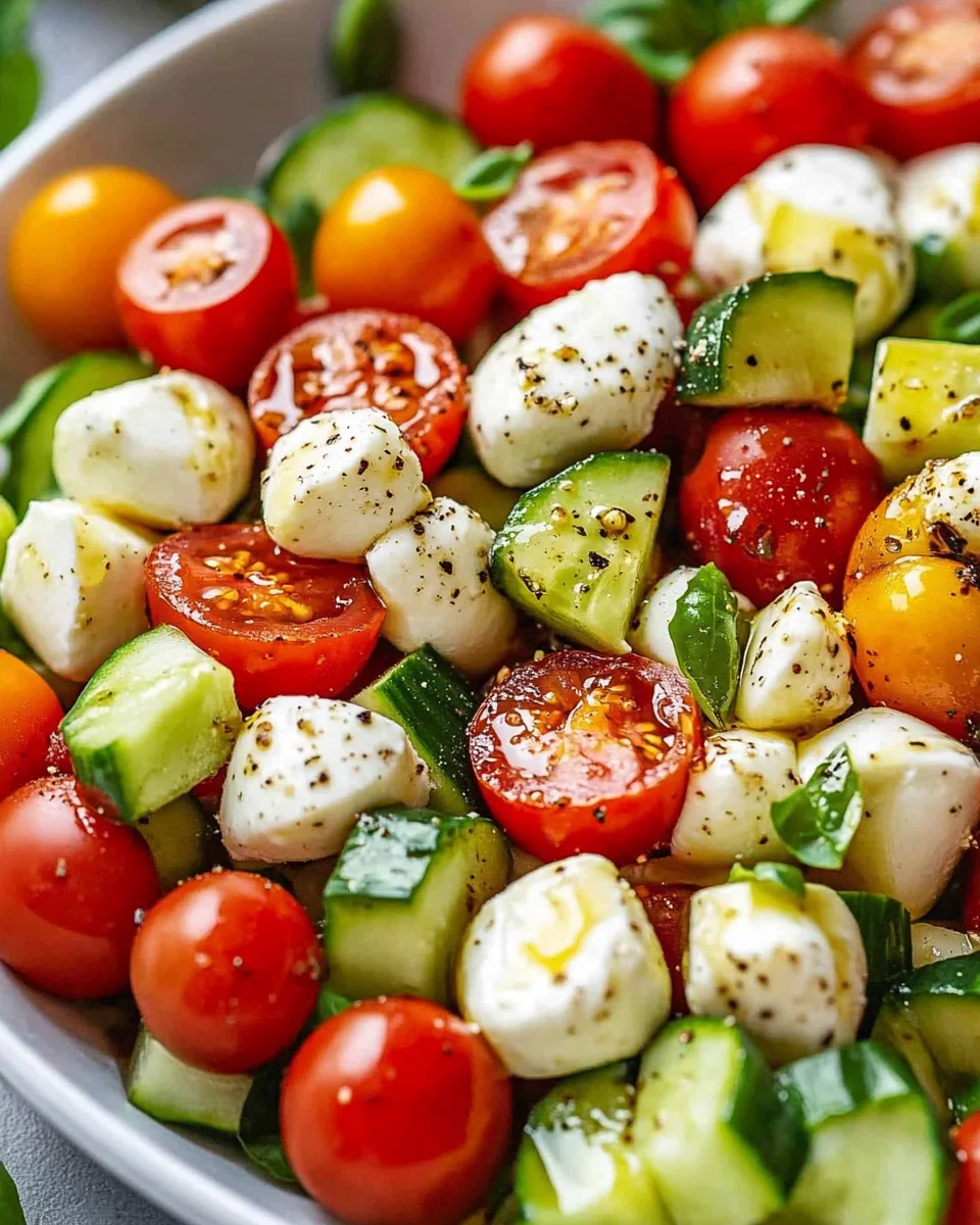 Tomato Cucumber Mozzarella Salad