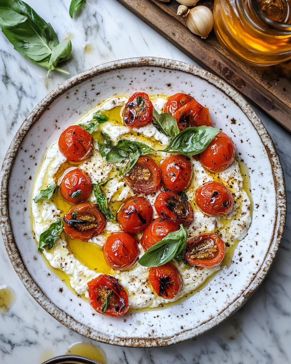 Whipped feta with roasted tomatoes and garlic recipe