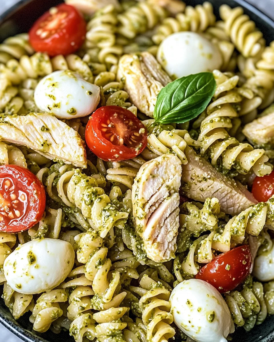 creamy pesto chicken pasta salad