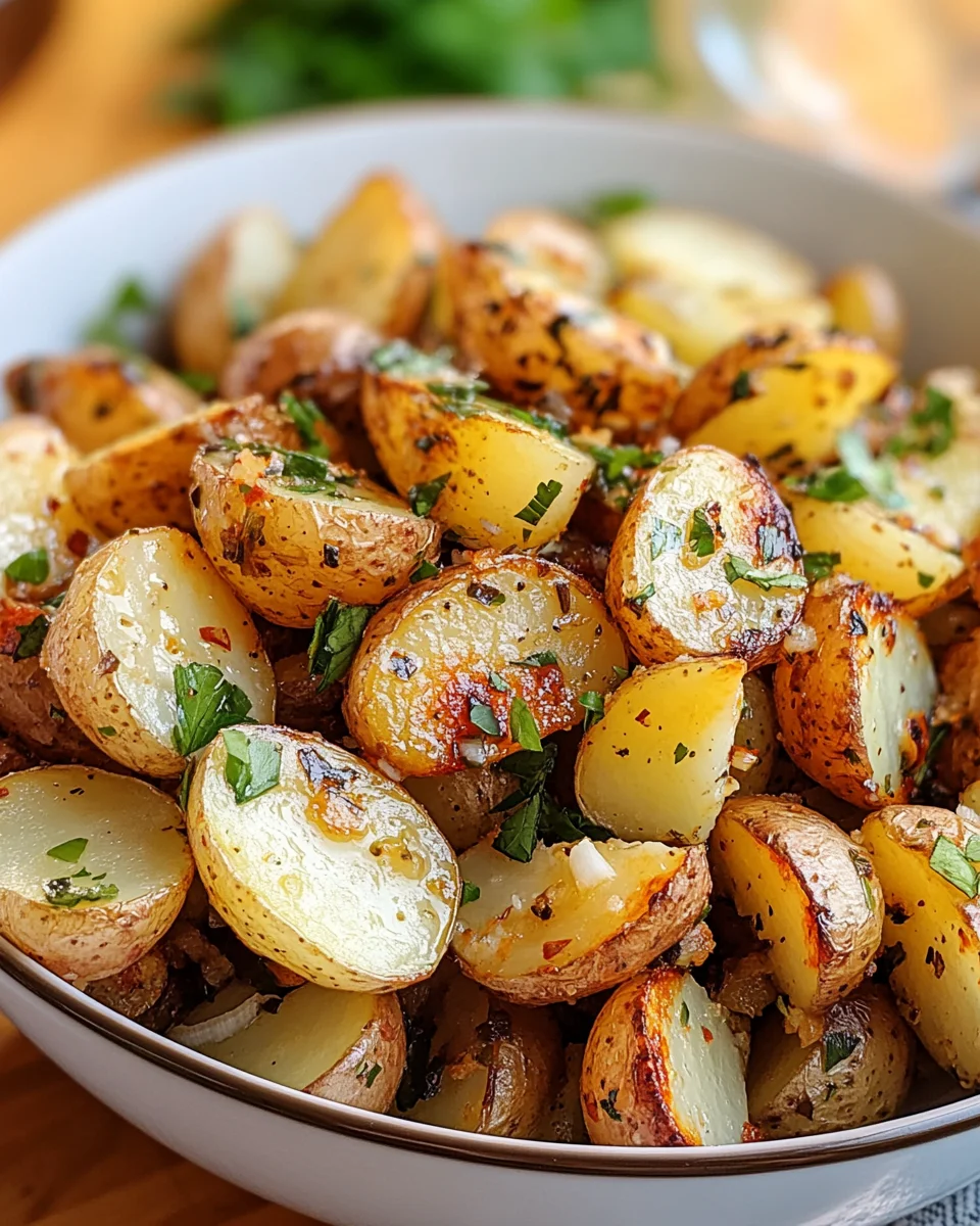 crispy garlic roasted potato salad