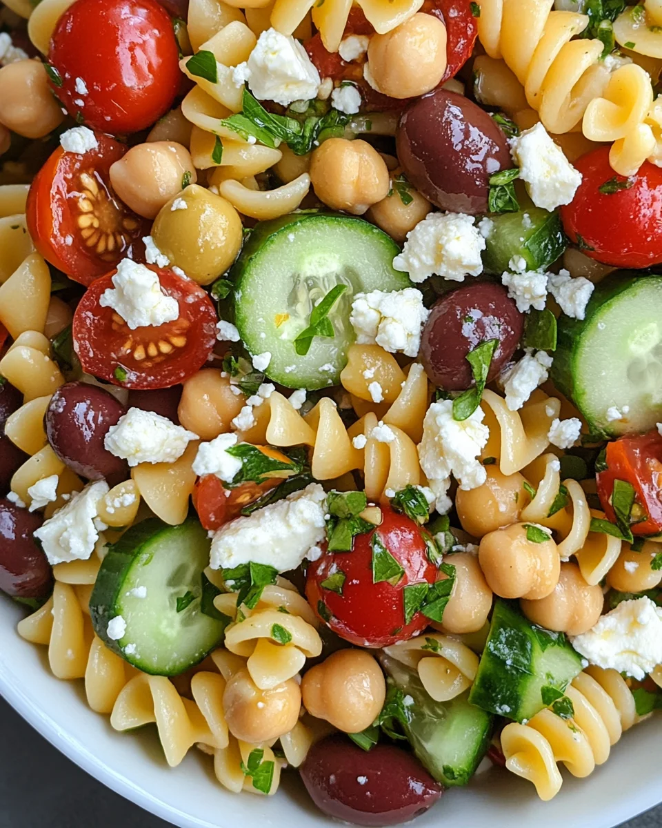 mediterranean chickpea pasta salad