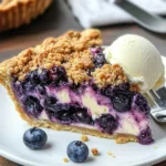 Blueberry Crumble Cheesecake Pie
