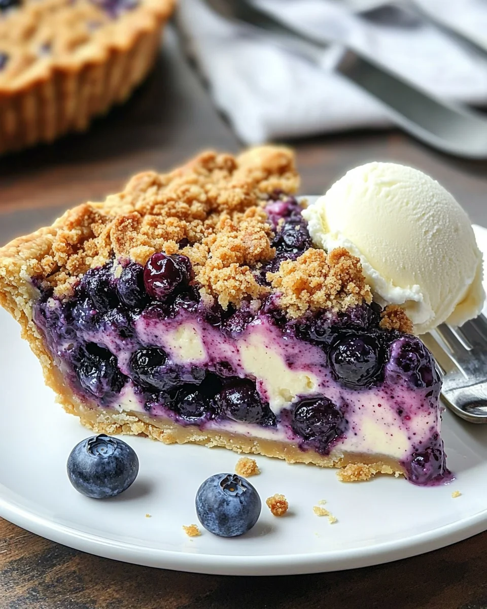 Blueberry Crumble Cheesecake Pie