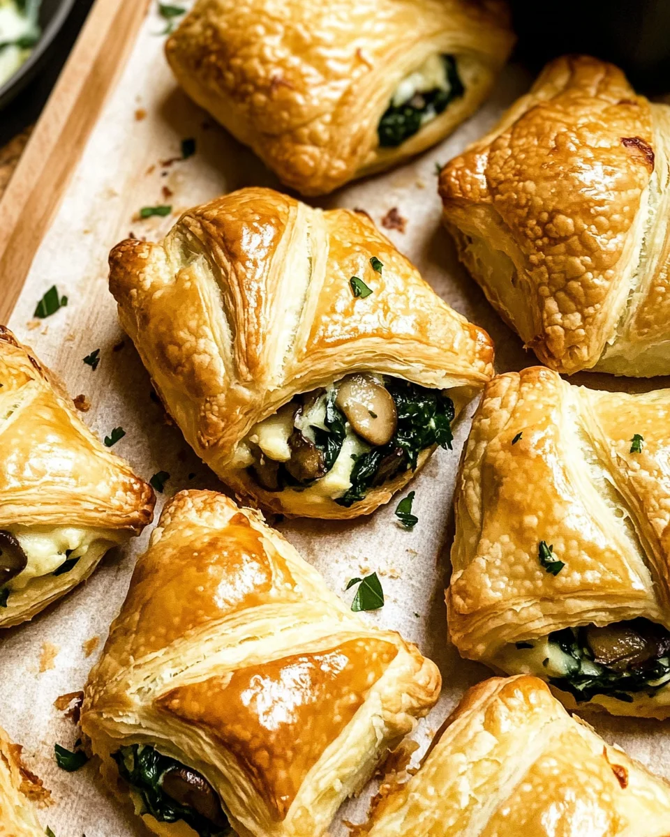 Creamy Mushroom & Spinach Stuffed Pastry Bites