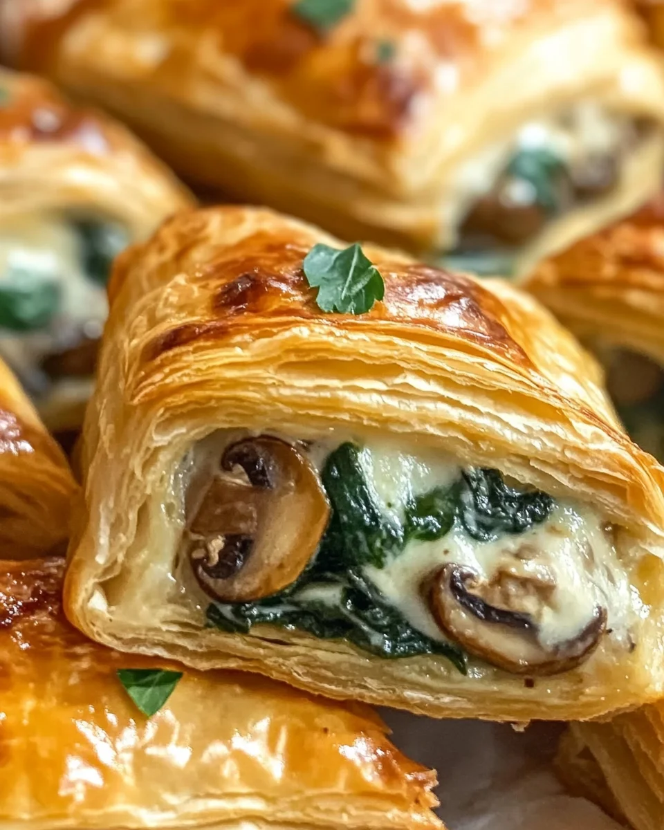 Creamy Mushroom & Spinach Stuffed Pastry Bites