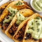 Crispy Baked Ground Turkey Tacos with Avocado Sauce