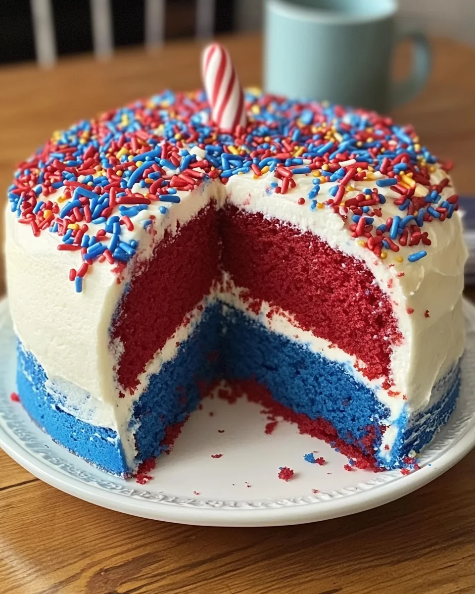 Firecracker Red, White and Blue Cake