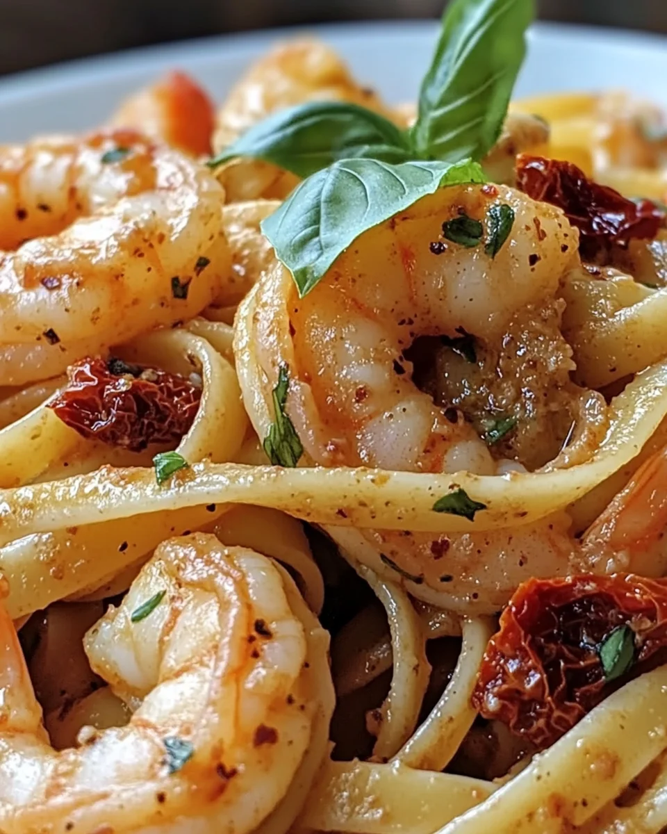 Garlic Shrimp Pasta with Spicy Sun-Dried Tomato Cream Sauce
