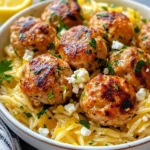 Greek Chicken Meatballs with Lemon Orzo