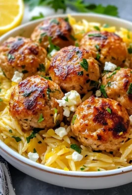 Greek Chicken Meatballs with Lemon Orzo