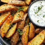 Greek Potato Wedges with Yogurt Sauce