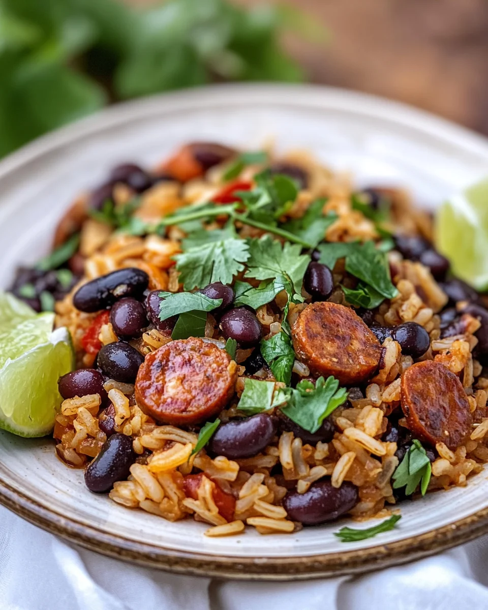 Hearty Black Beans and Rice with Sausage