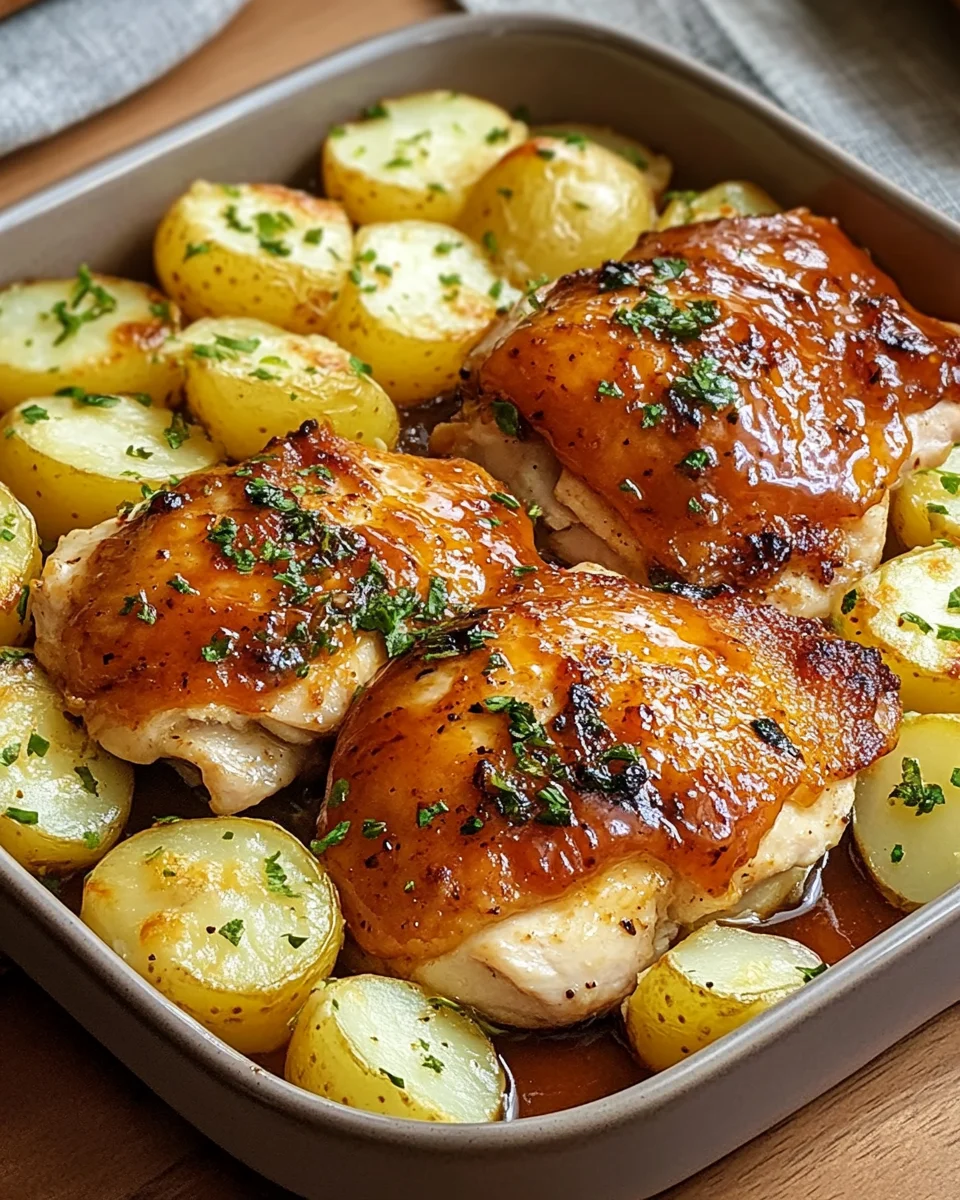 Honey BBQ Chicken with Creamy Garlic Parmesan Potatoes
