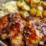 Honey BBQ Chicken with Creamy Garlic Parmesan Potatoes