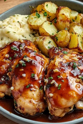 Honey BBQ Chicken with Creamy Garlic Parmesan Potatoes