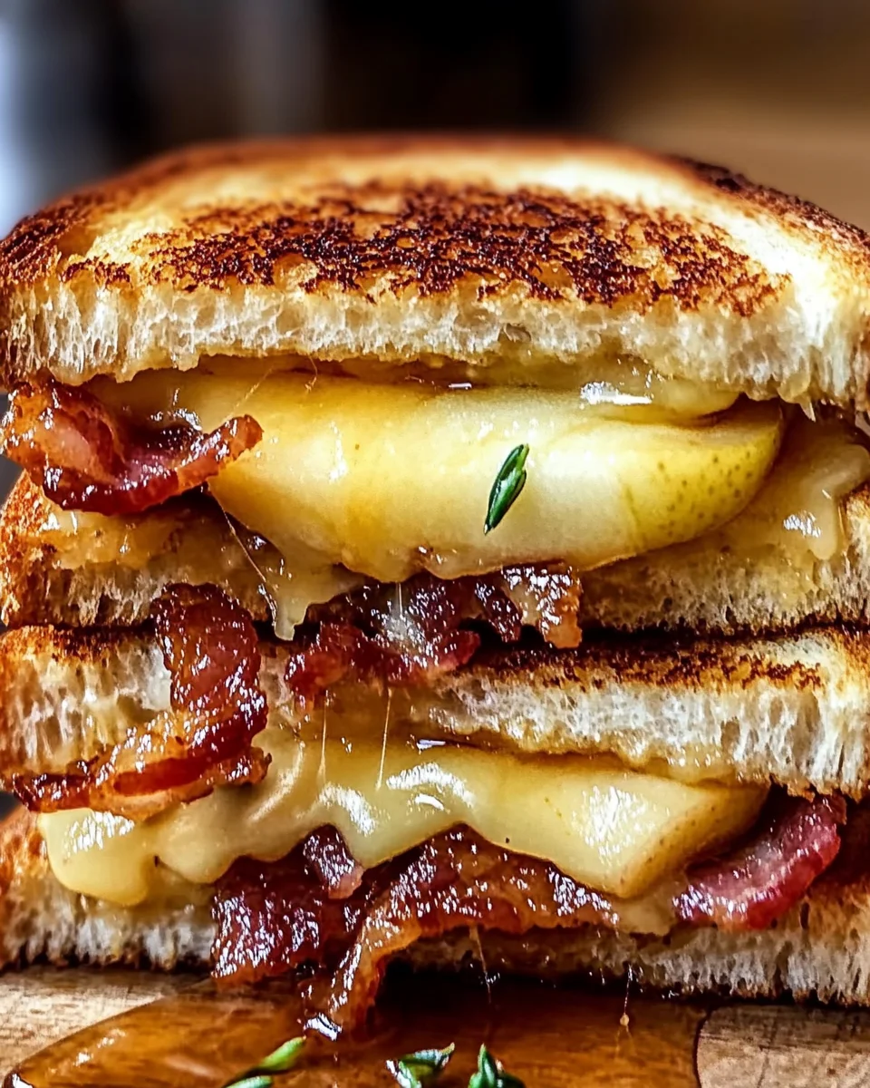 Hot Honey Apple Cheddar Beef Bacon Grilled Cheese
