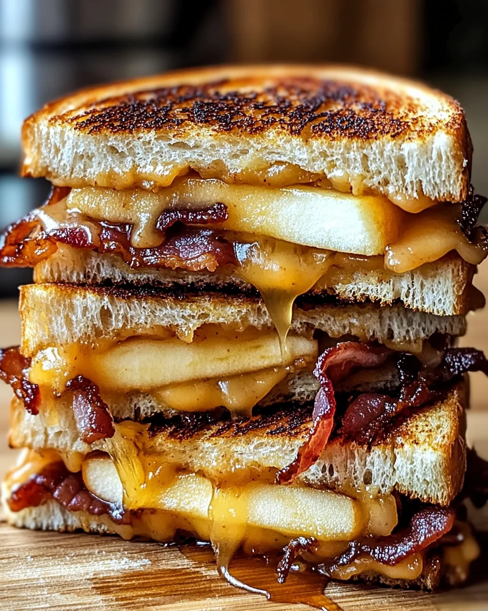 Hot Honey Apple Cheddar Beef Bacon Grilled Cheese